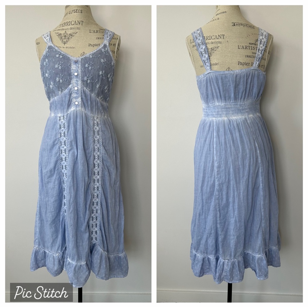 Sacred Threads Light Blue Embroidered Midi Dress